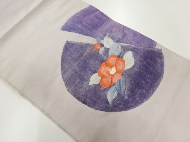 JAPANESE KIMONO / ANTIQUE FUKURO OBI / SILK / WOVEN CAMELLIA